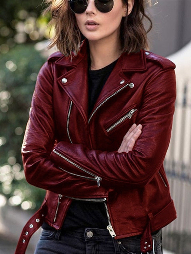 Women's Leather Jacket 2025 New Autumn Short Spring Korean Version Pu Motorcycle Jacket Slim Fit Winter Leather Jacket