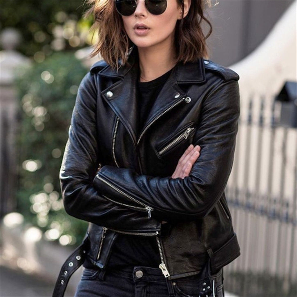 Women's Leather Jacket 2025 New Autumn Short Spring Korean Version Pu Motorcycle Jacket Slim Fit Winter Leather Jacket